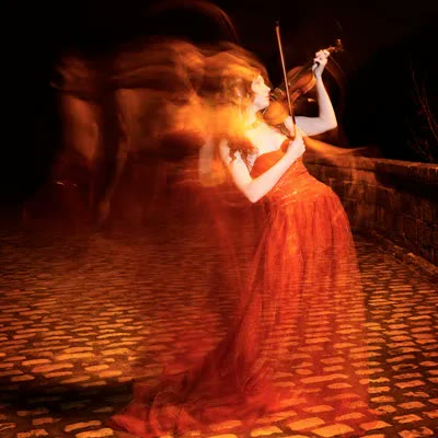 Long-exposure portrait with Chrissie Red.