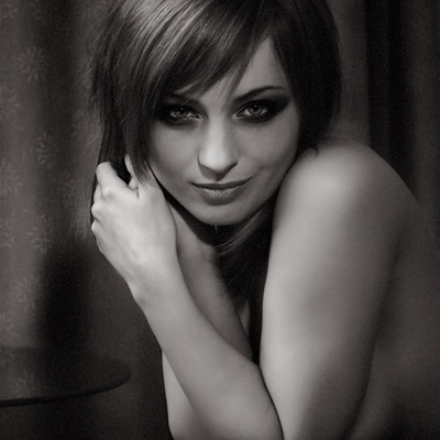 An intimate boudoir portrait.
